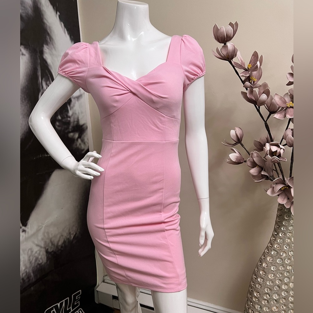 Pink shot sleeve dress